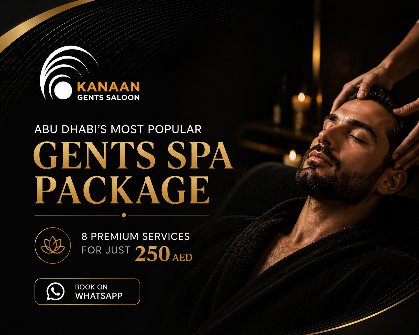Men’s spa package in Abu Dhabi with 8 grooming and relaxation services for 250 AED.