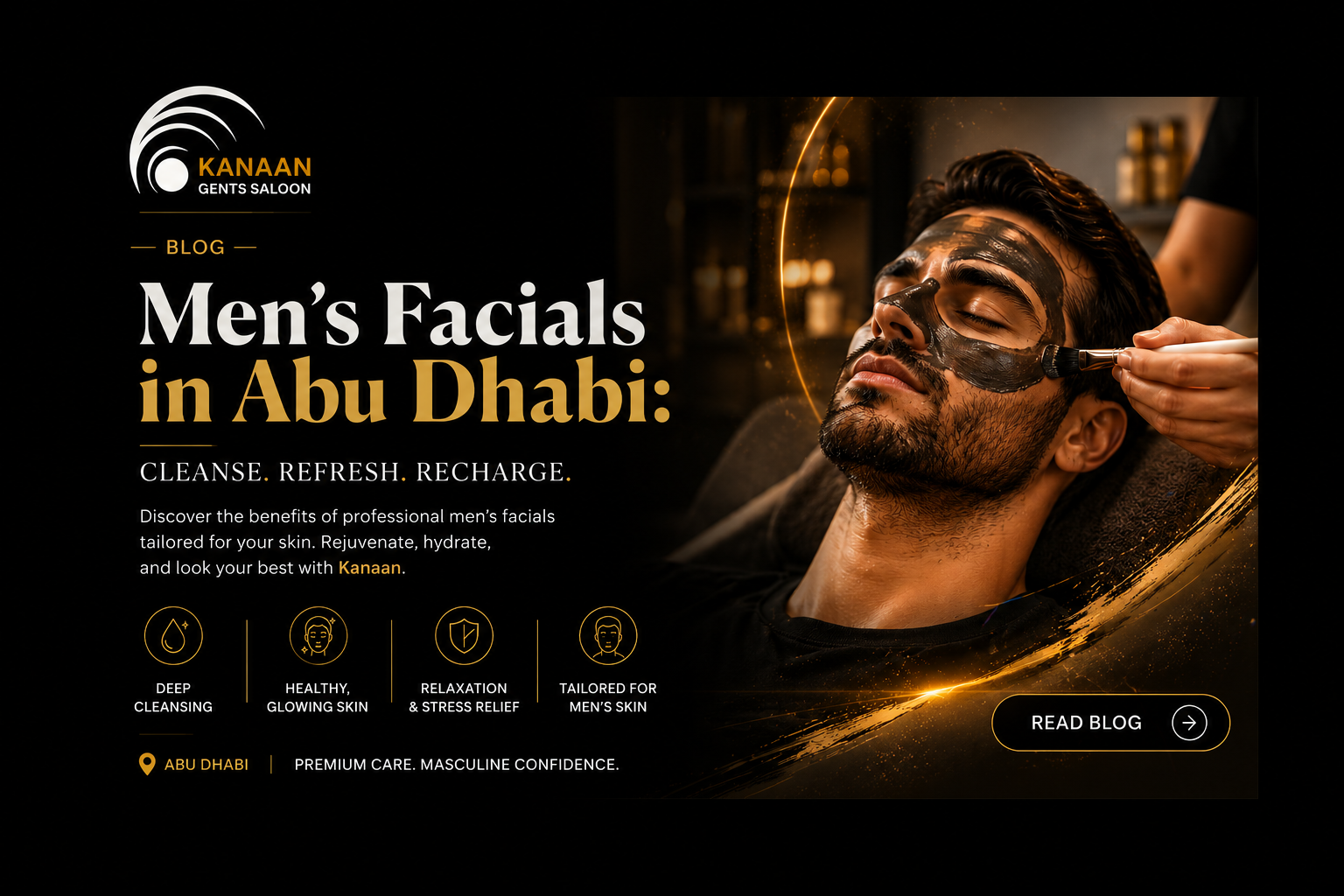 Men's facial treatment at Kanaan Gents Salon & Spa in Abu Dhabi
